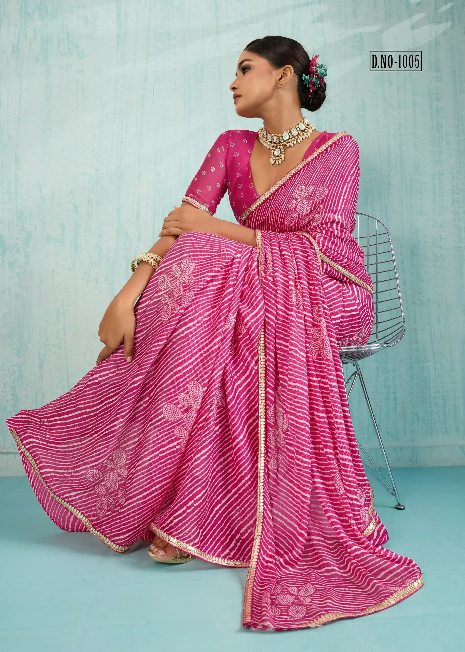 Stavan Sareesc Feature Premium Pure Chiffon Fabric Enhanced With Delicate Foil Work