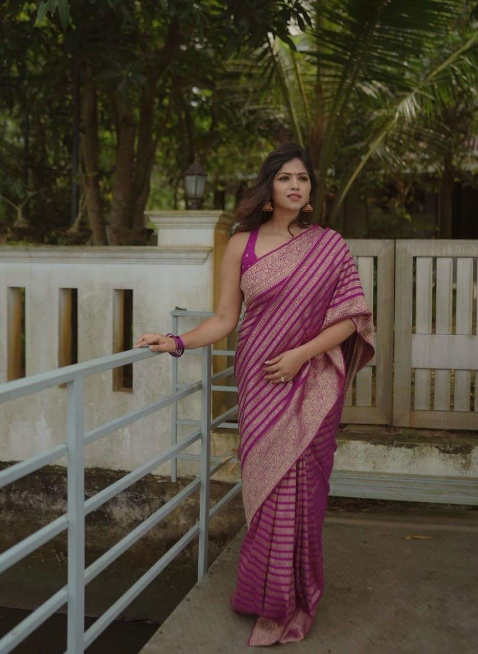 Kasturi Trendz Banarasi Soft Silk Sarees Crafted with Fine Silk