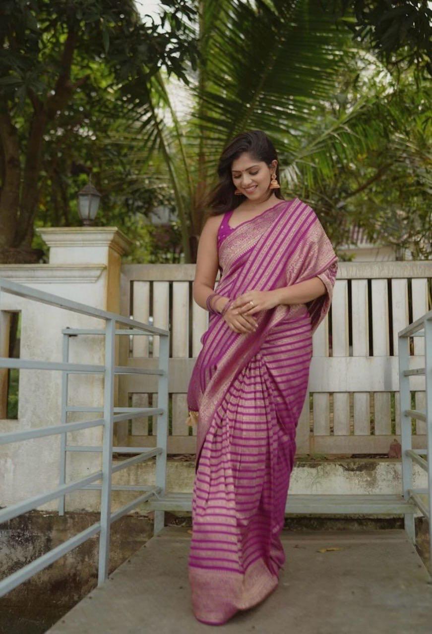 Kasturi Trendz Banarasi Soft Silk Sarees Crafted with Fine Silk