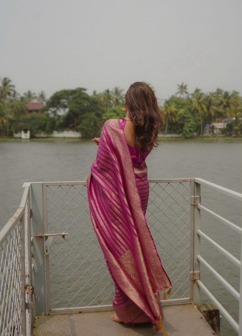 Kasturi Trendz Banarasi Soft Silk Sarees Crafted with Fine Silk