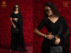 Mehek Satin Silk Saree With Classic Black Crafted From Smooth Satin Silk