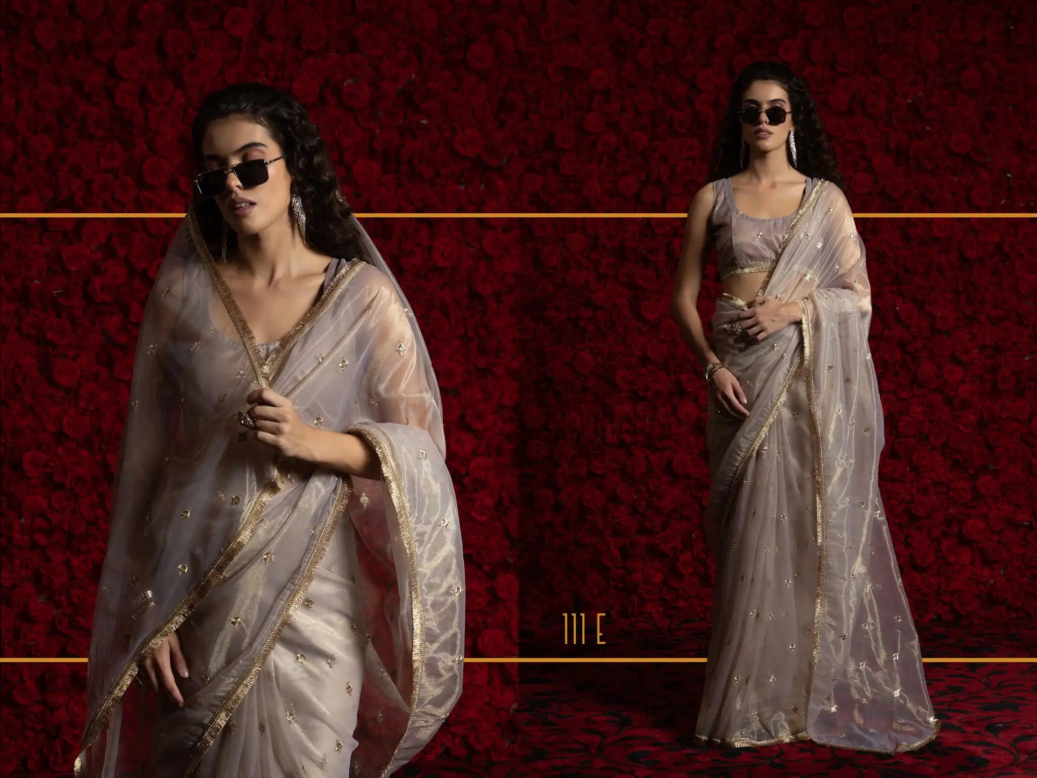 AKSHAYA Sarees Crafted From Fine Net Organza Feature Exquisite Handwork Lace Detailing