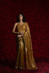 AKSHAYA Sarees Crafted From Fine Net Organza Feature Exquisite Handwork Lace Detailing