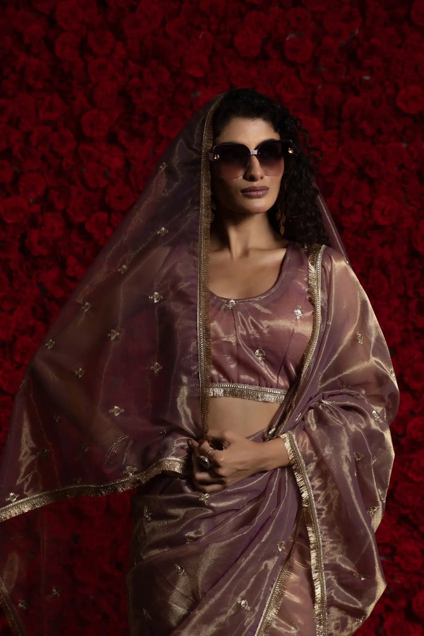 AKSHAYA Sarees Crafted From Fine Net Organza Feature Exquisite Handwork Lace Detailing