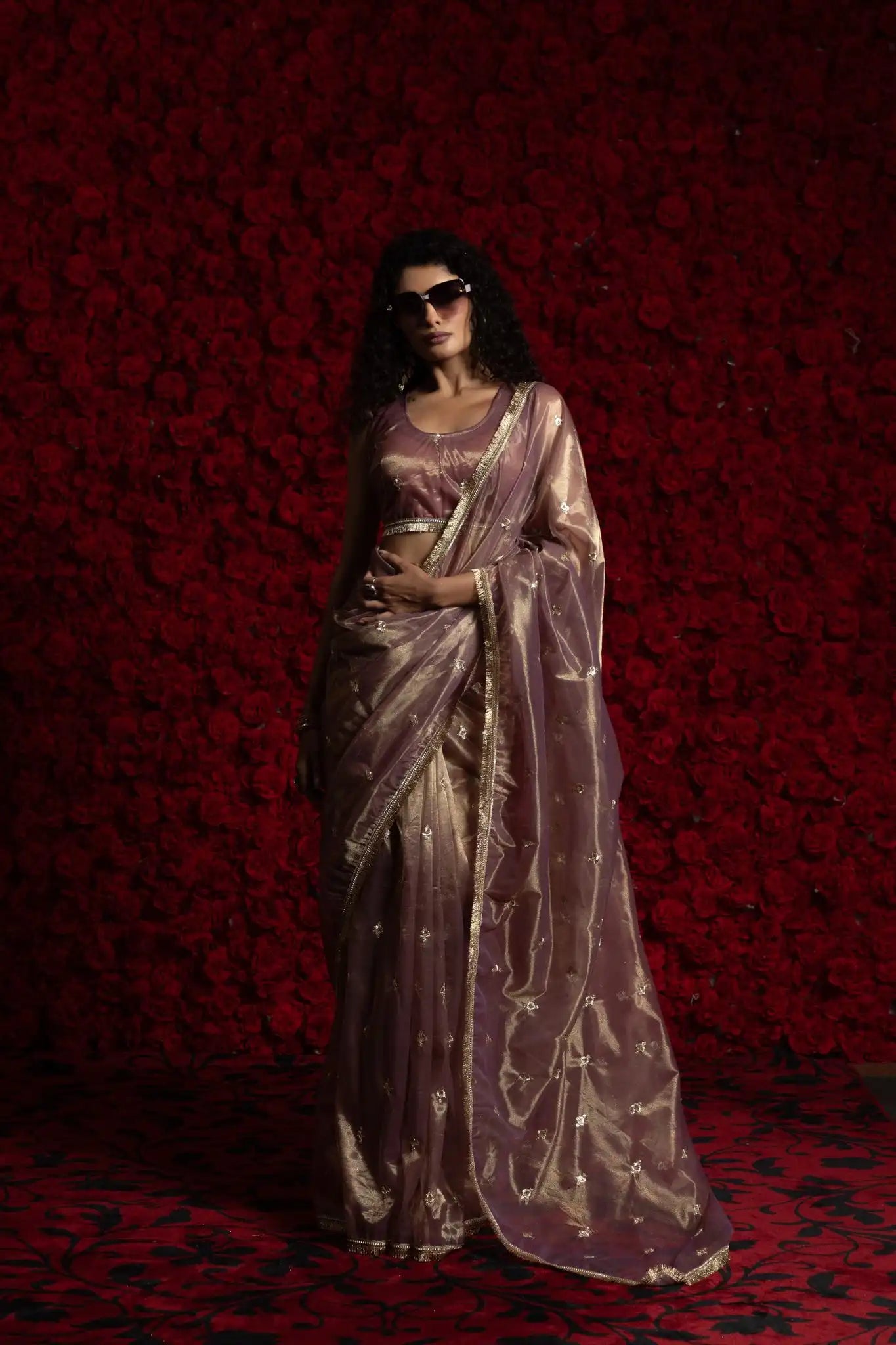 AKSHAYA Sarees Crafted From Fine Net Organza Feature Exquisite Handwork Lace Detailing