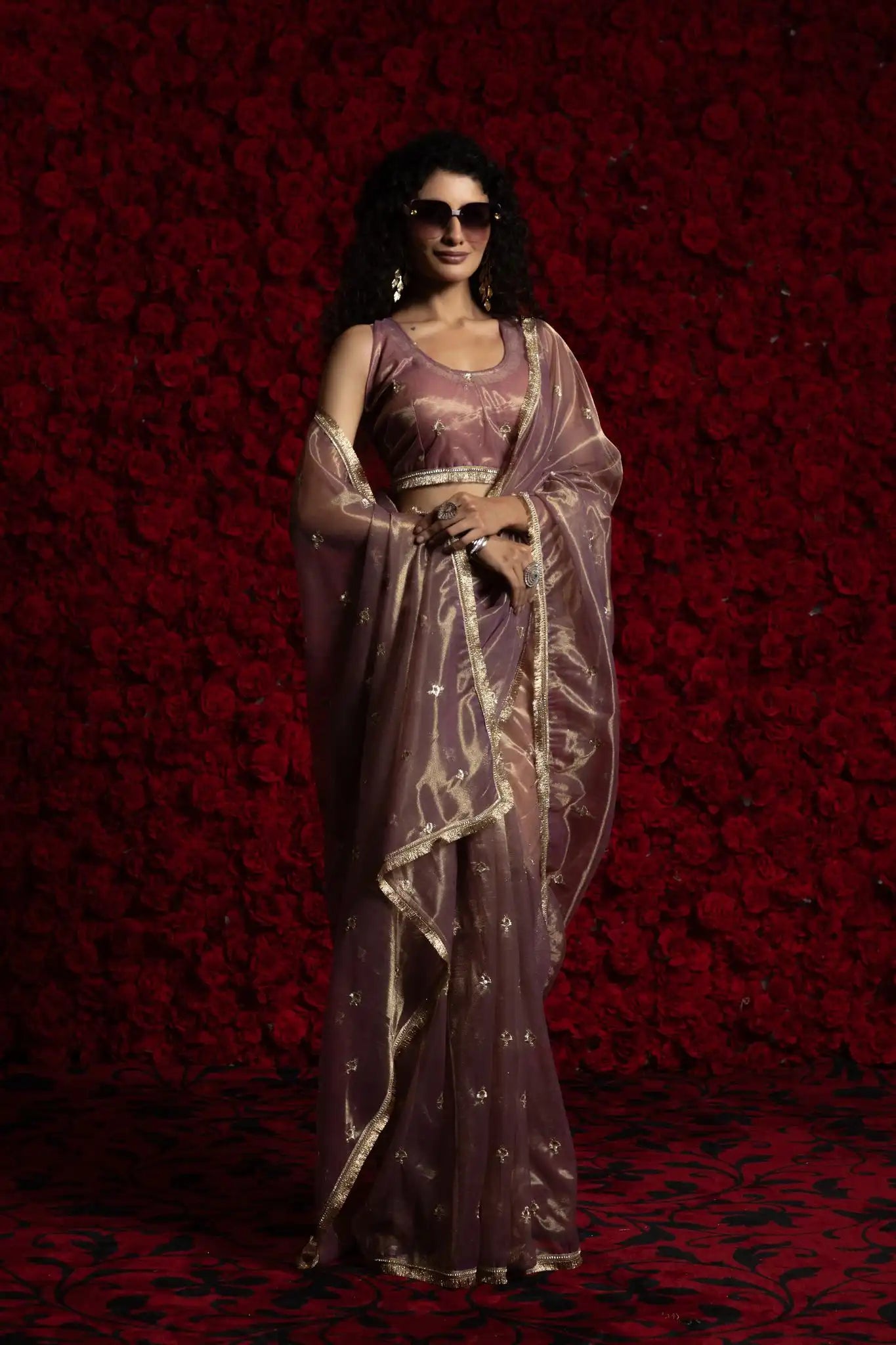 AKSHAYA Sarees Crafted From Fine Net Organza Feature Exquisite Handwork Lace Detailing