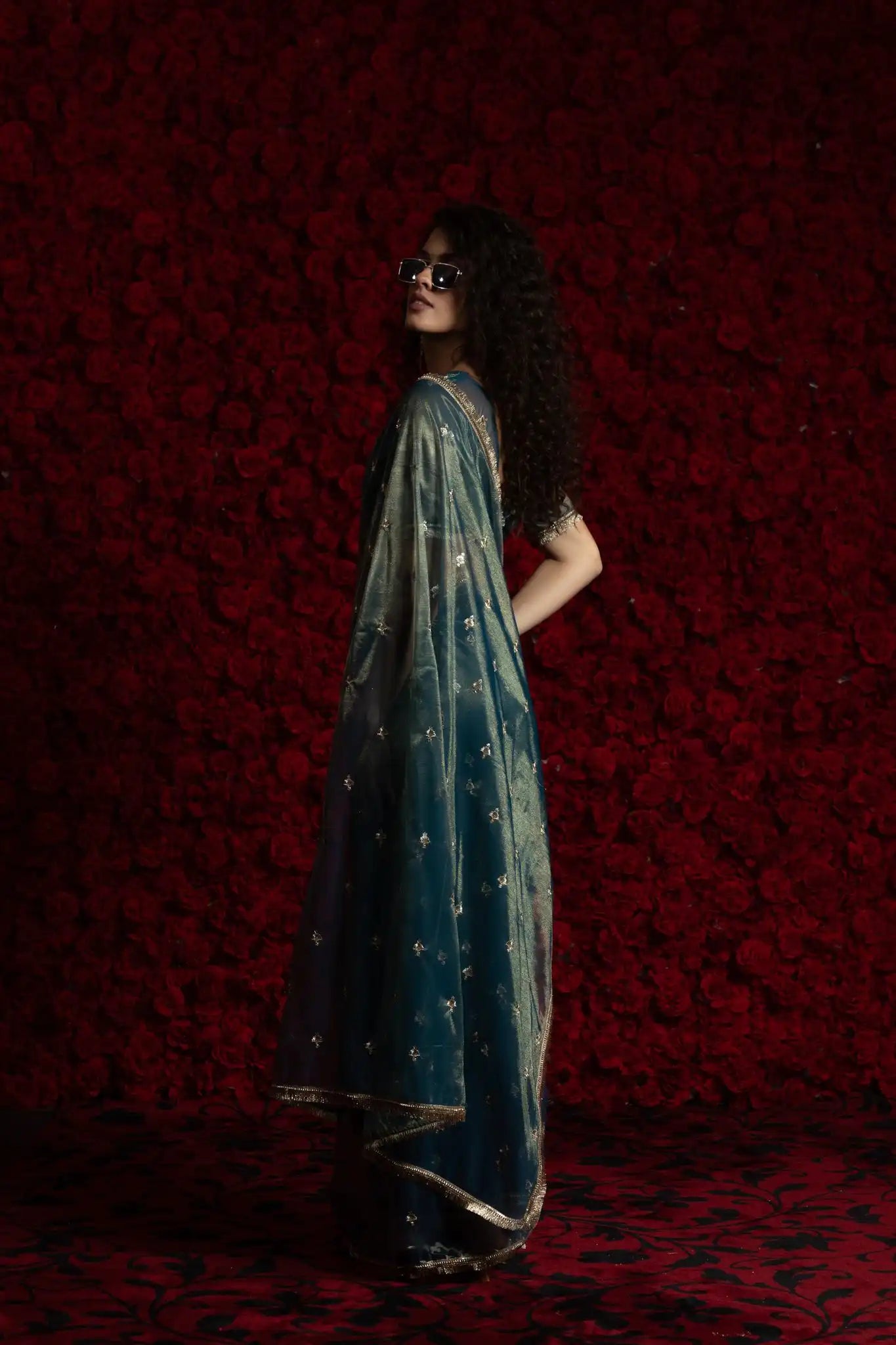 AKSHAYA Sarees Crafted From Fine Net Organza Feature Exquisite Handwork Lace Detailing