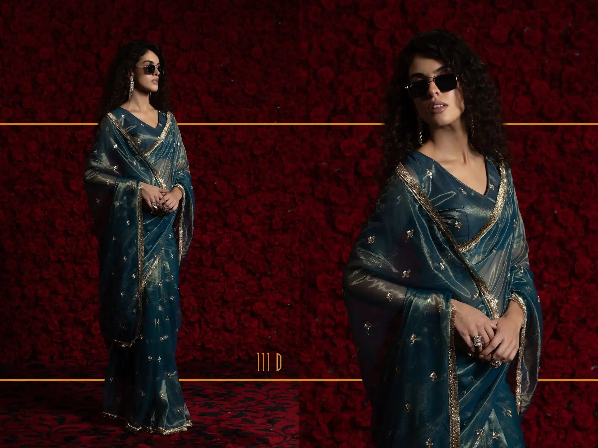 AKSHAYA Sarees Crafted From Fine Net Organza Feature Exquisite Handwork Lace Detailing