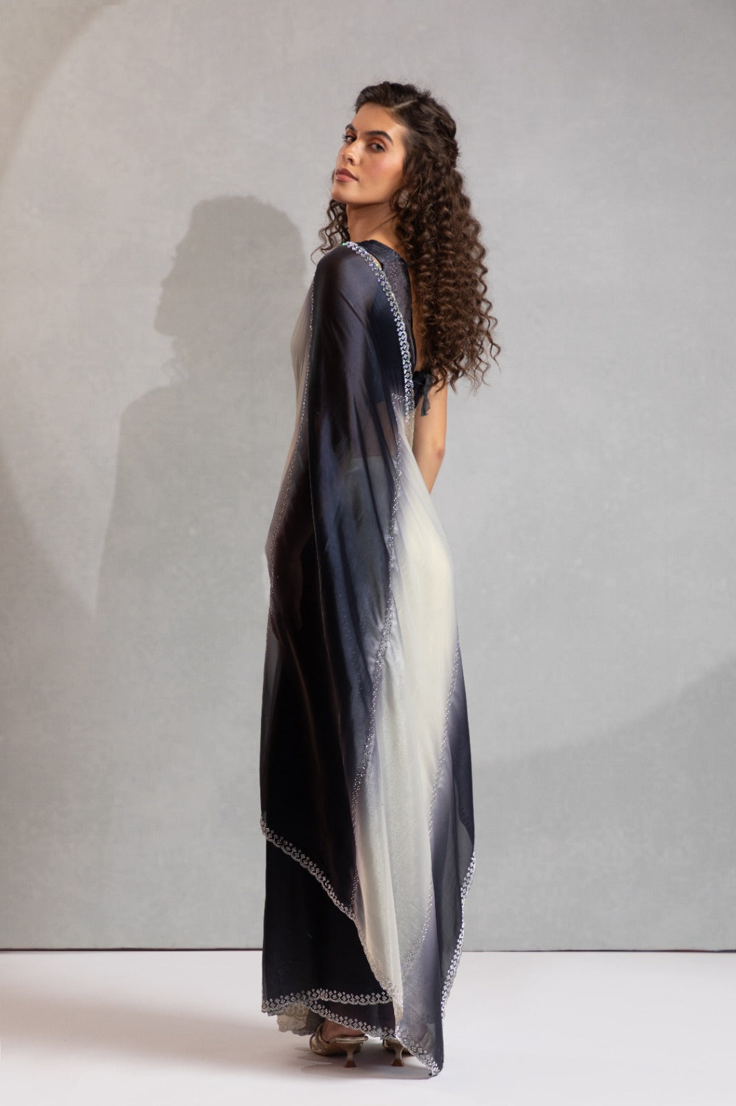 Mehek Two Tone Satin Satin Sarees With Jerquen Hand work
