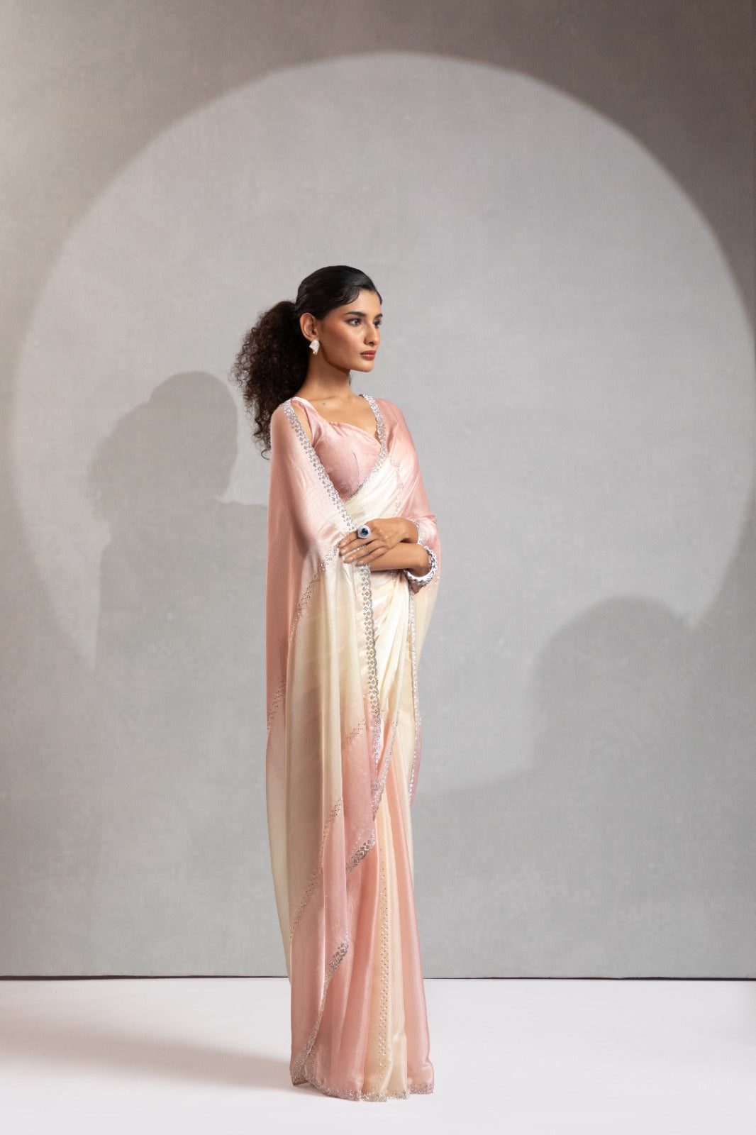 Mehek Two Tone Satin Satin Sarees With Jerquen Hand work