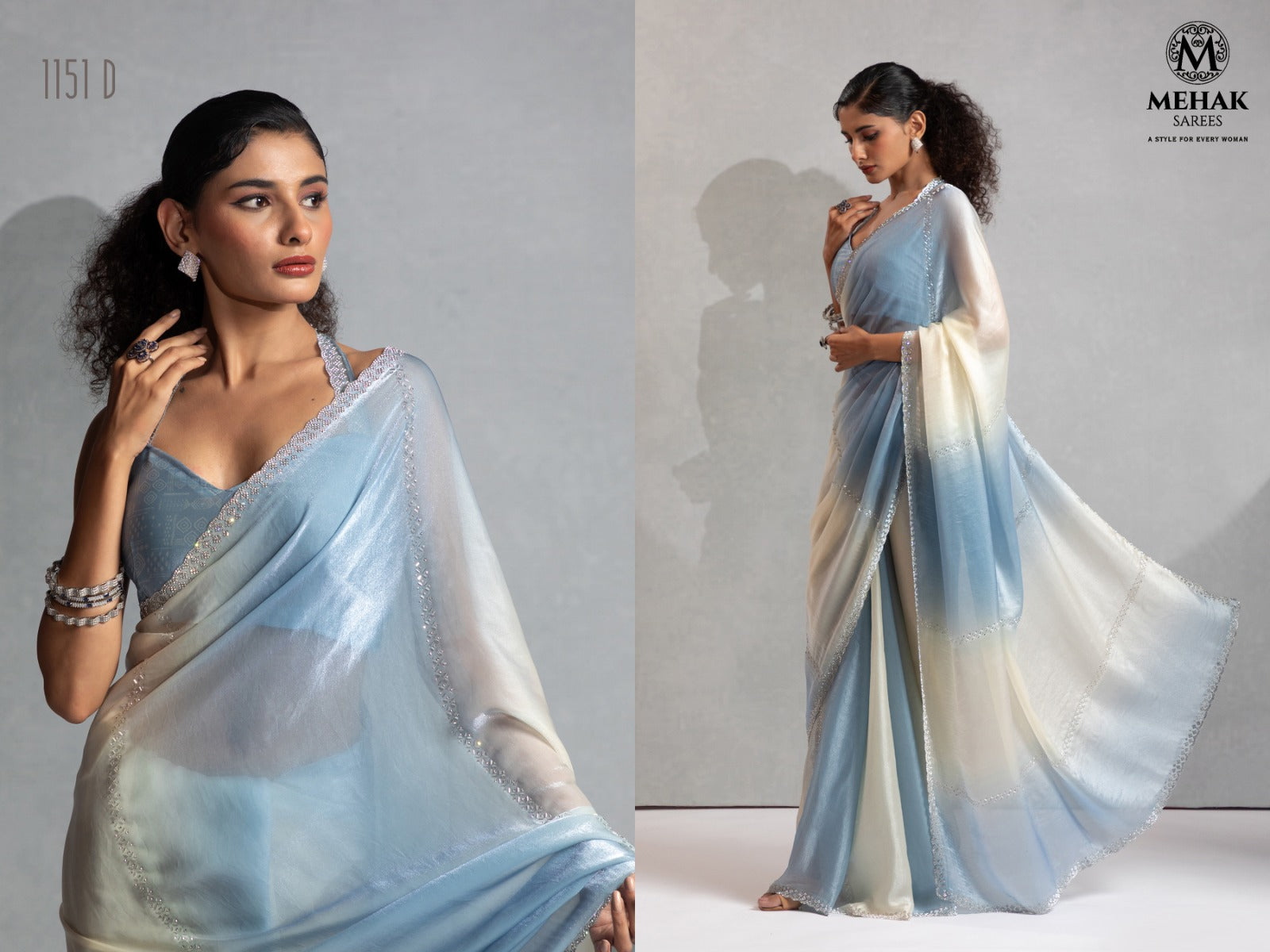 Mehek Two Tone Satin Satin Sarees With Jerquen Hand work