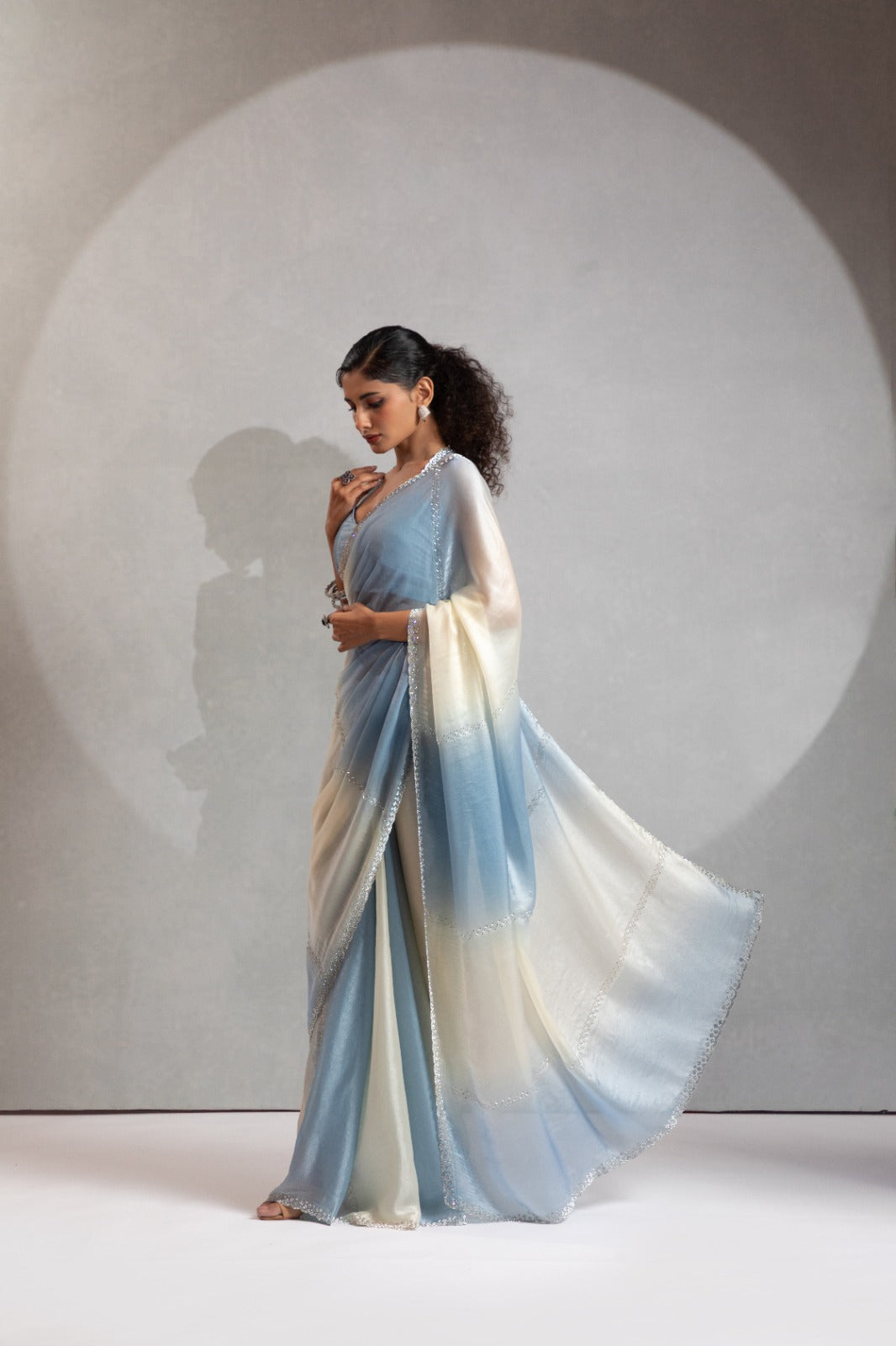 Mehek Two Tone Satin Satin Sarees With Jerquen Hand work