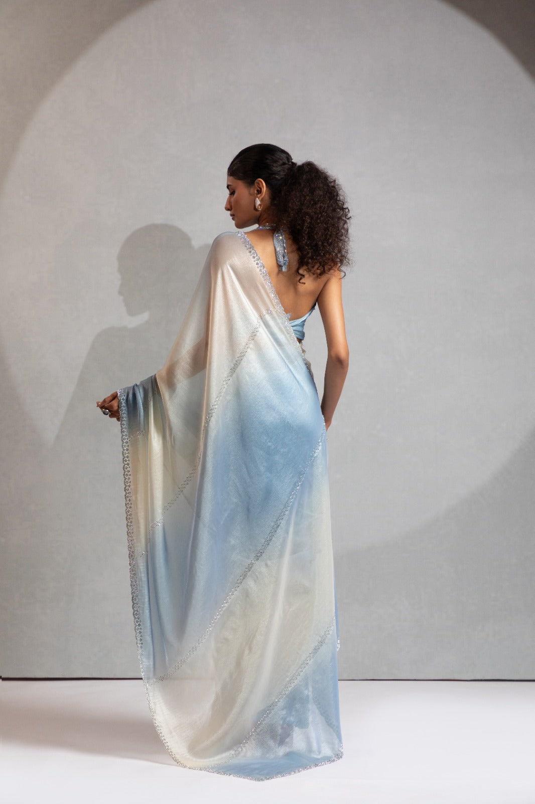 Mehek Two Tone Satin Satin Sarees With Jerquen Hand work