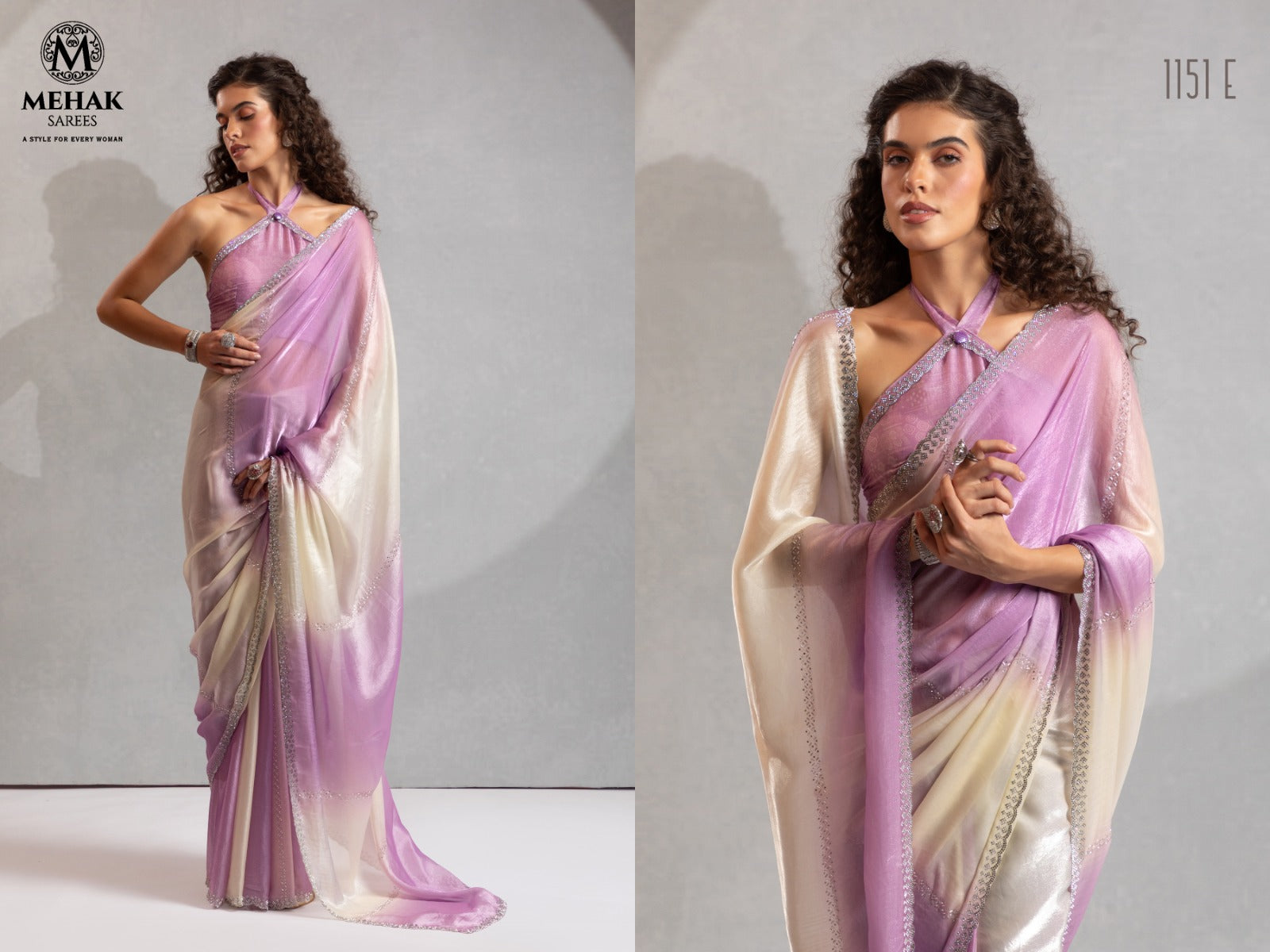 Mehek Two Tone Satin Satin Sarees With Jerquen Hand work
