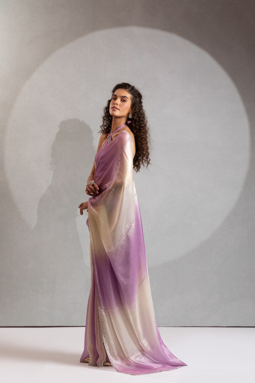 Mehek Two Tone Satin Satin Sarees With Jerquen Hand work