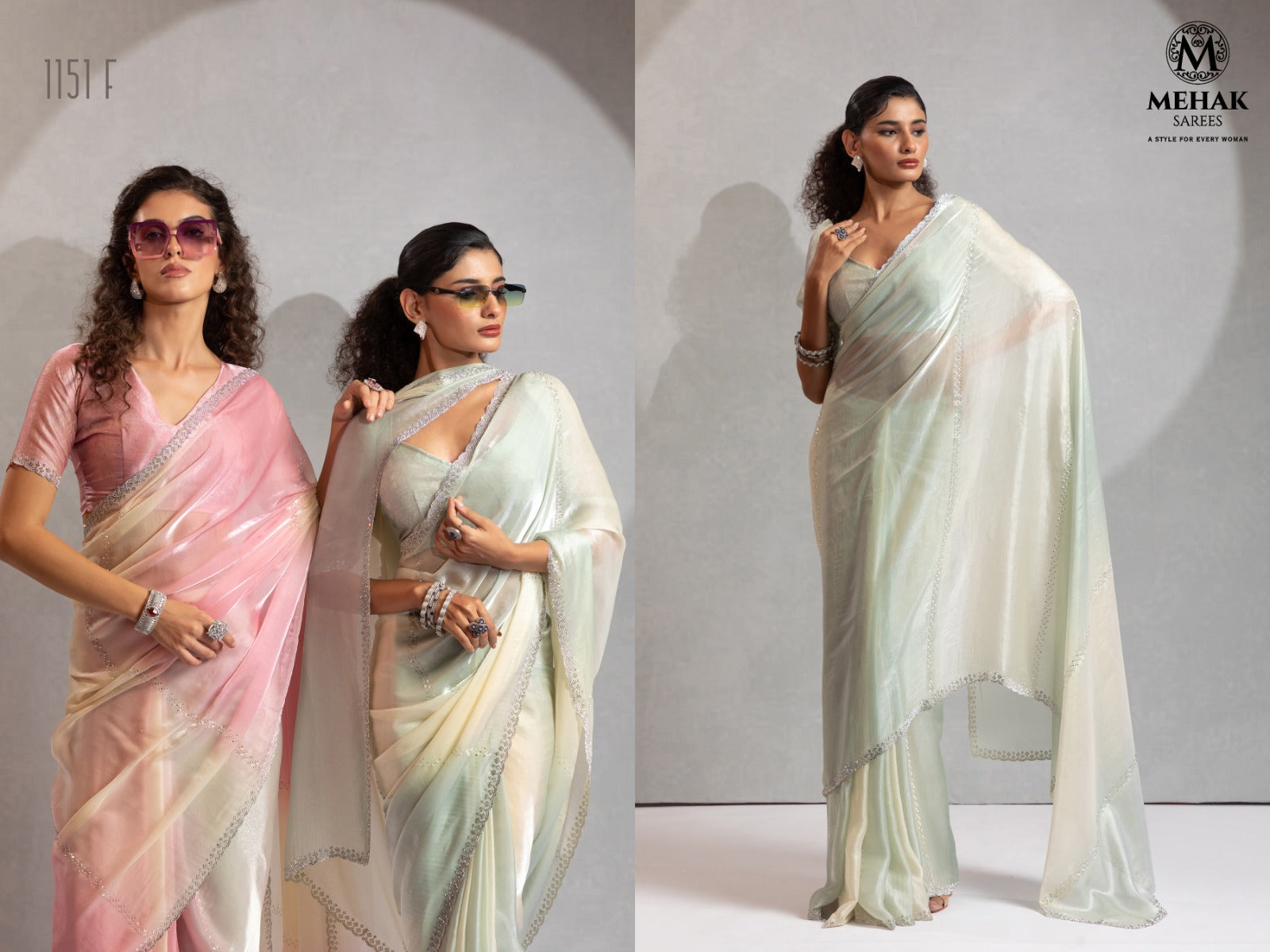 Mehek Two Tone Satin Satin Sarees With Jerquen Hand work