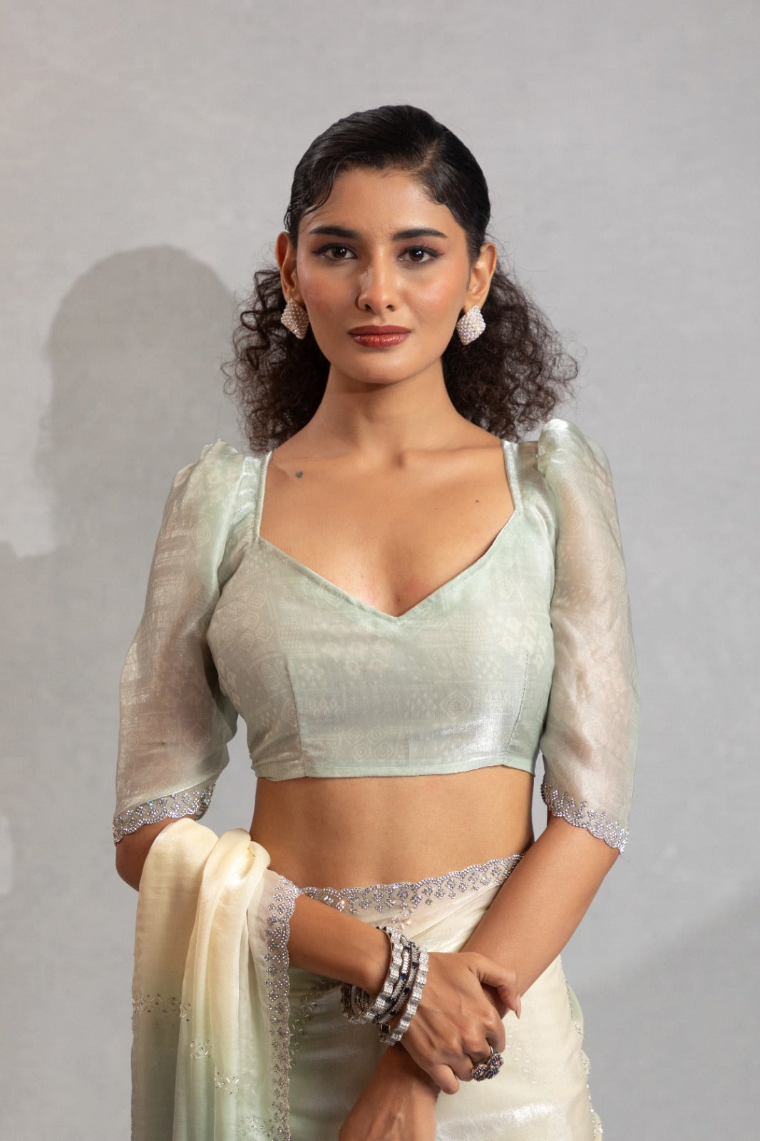 Mehek Two Tone Satin Satin Sarees With Jerquen Hand work