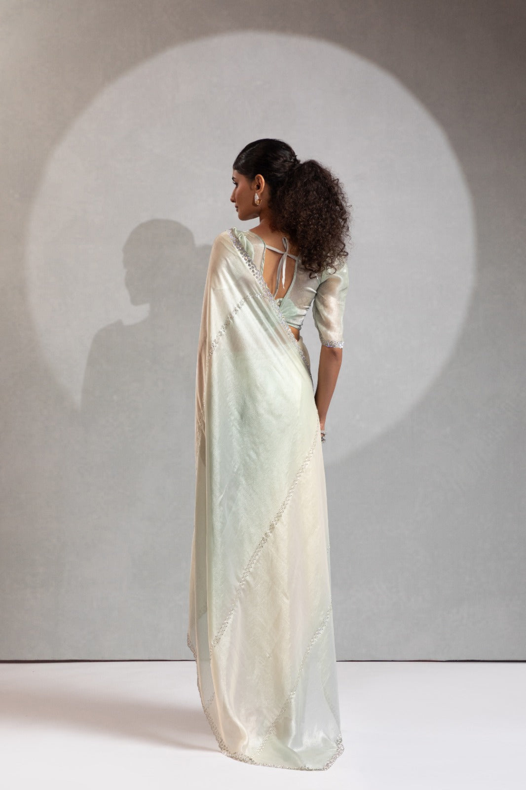 Mehek Two Tone Satin Satin Sarees With Jerquen Hand work