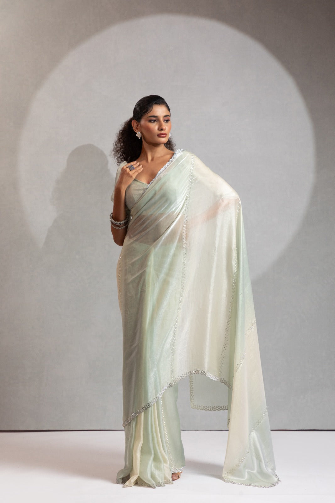 Mehek Two Tone Satin Satin Sarees With Jerquen Hand work