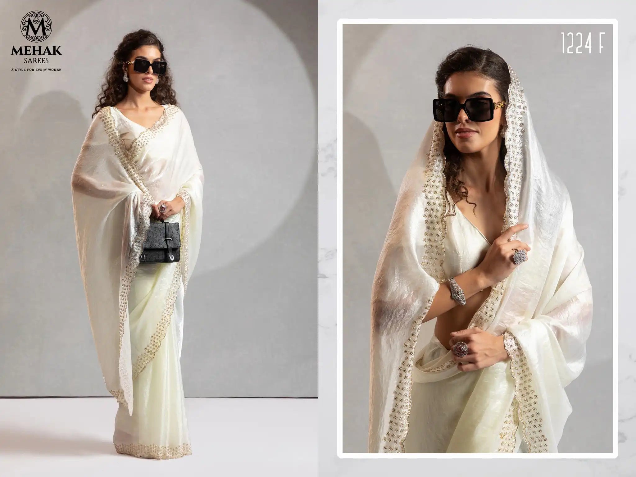 The Mehek Saree Showcases Exquisite Satin Silk Fabric Adorned With Elegant Foil