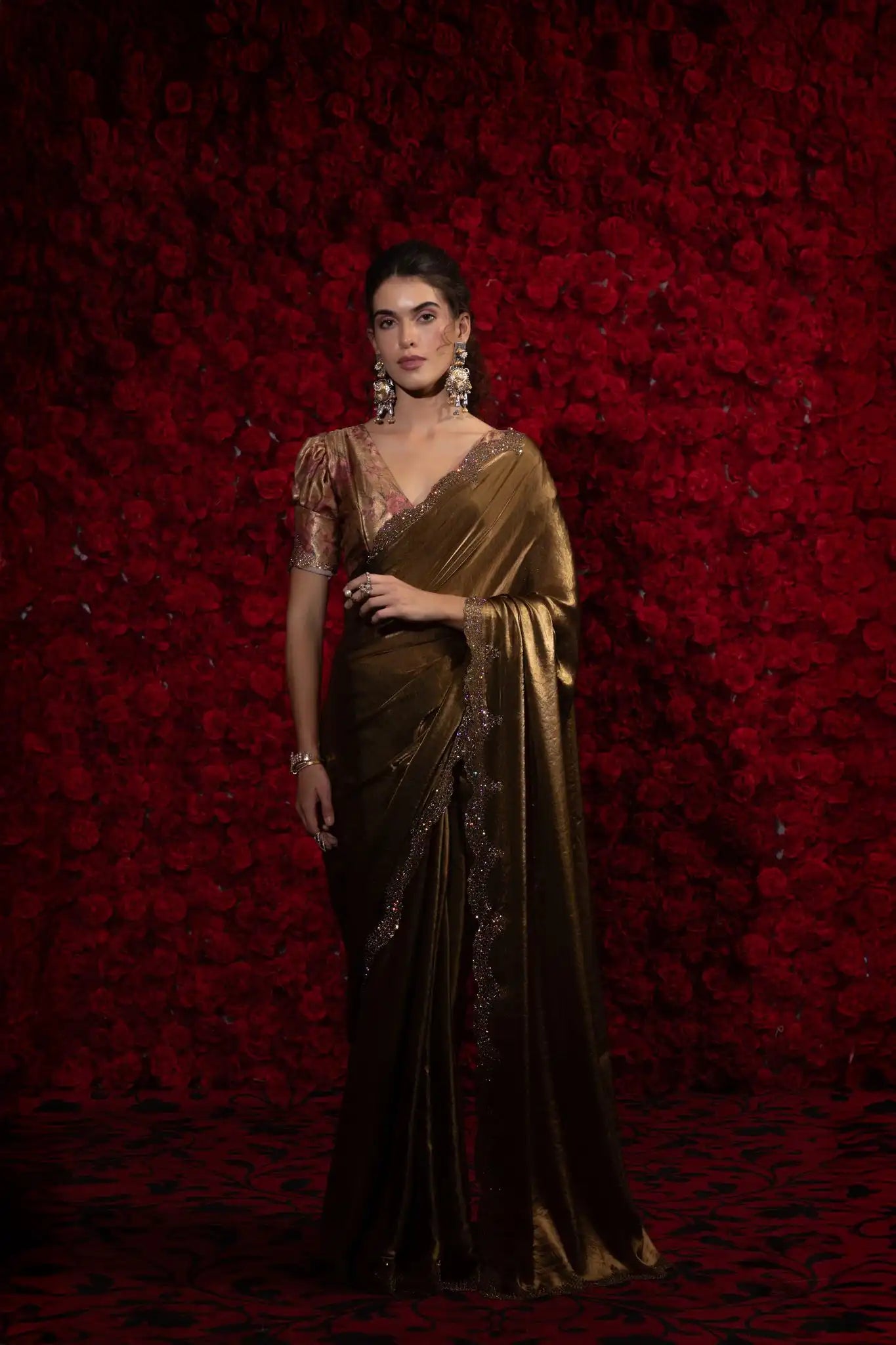 The Mehek Saree Crafted From Premium Satin Silk Offers A Refined Blend Of Softness