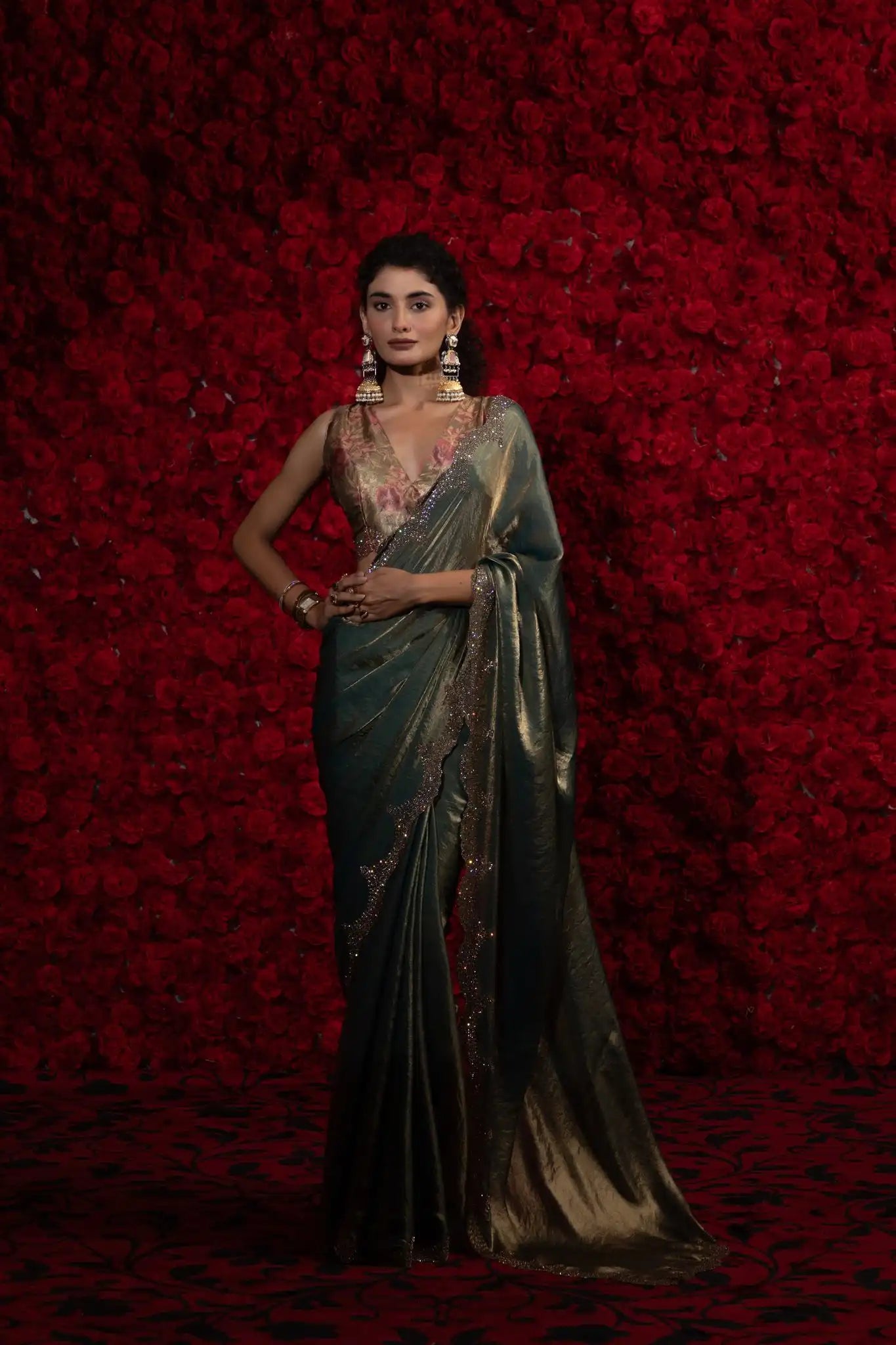 The Mehek Saree Crafted From Premium Satin Silk Offers A Refined Blend Of Softness