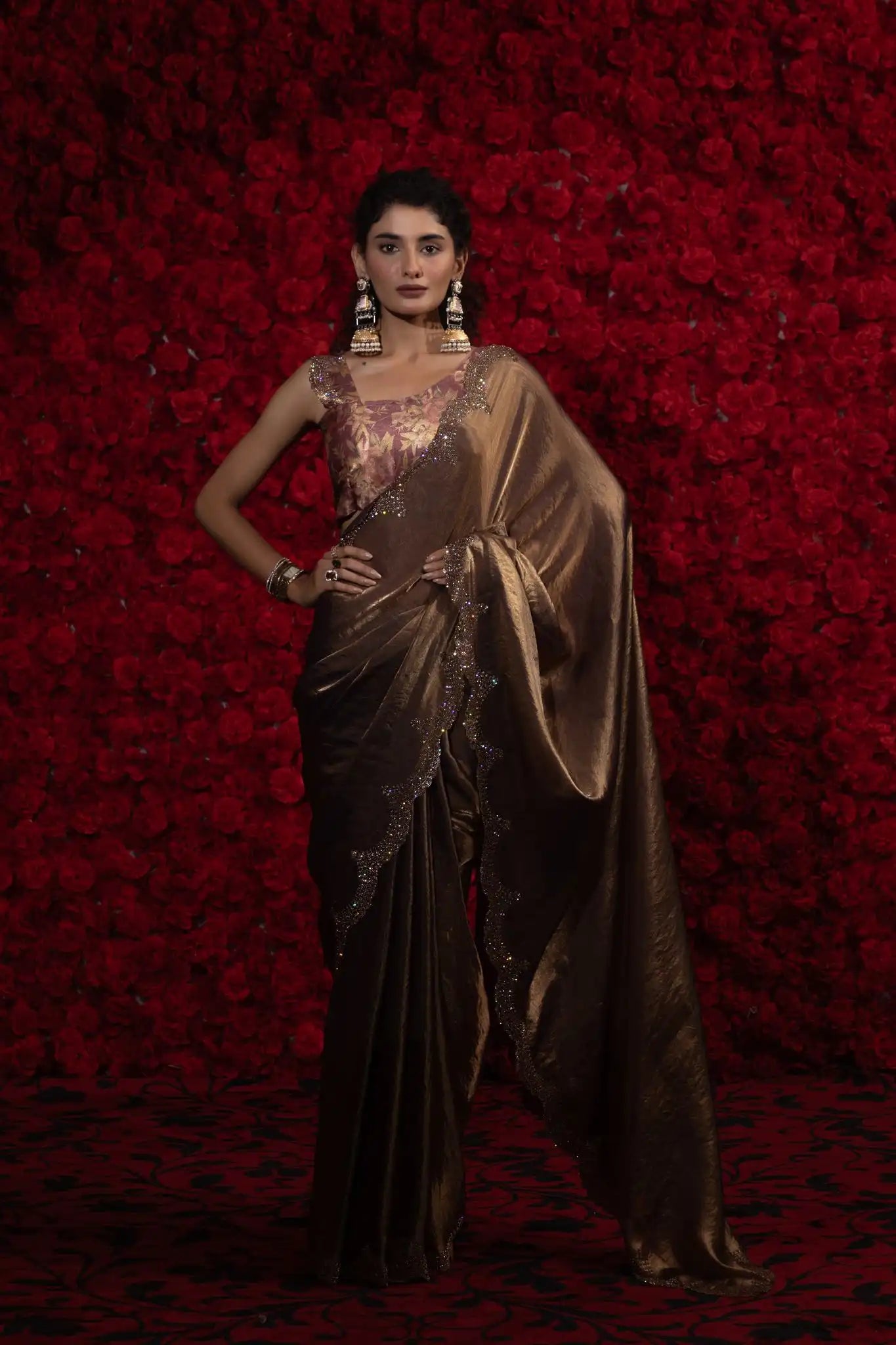 The Mehek Saree Crafted From Premium Satin Silk Offers A Refined Blend Of Softness