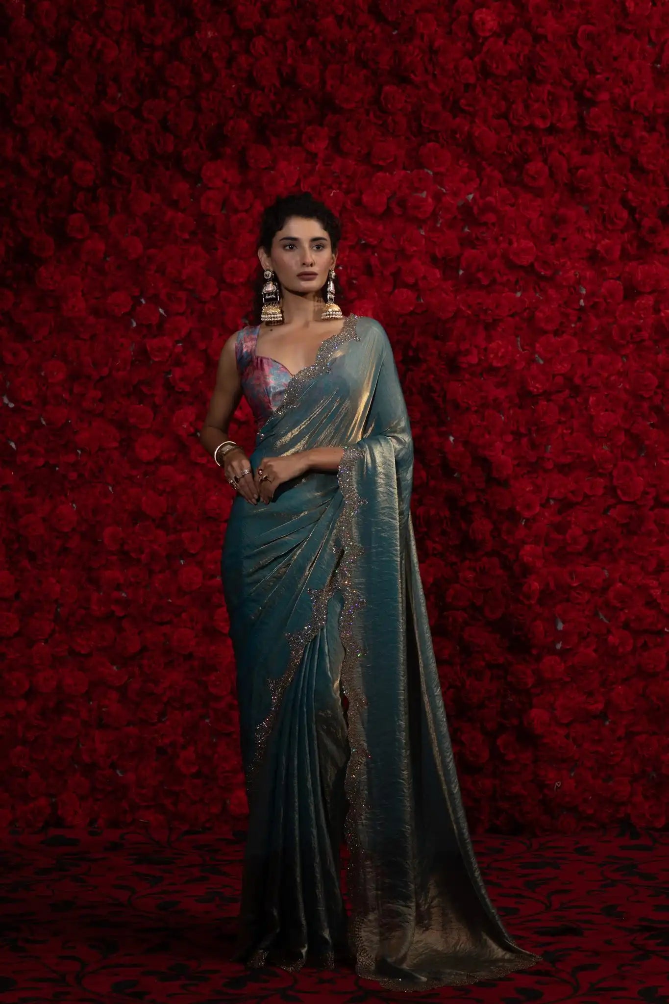 The Mehek Saree Crafted From Premium Satin Silk Offers A Refined Blend Of Softness