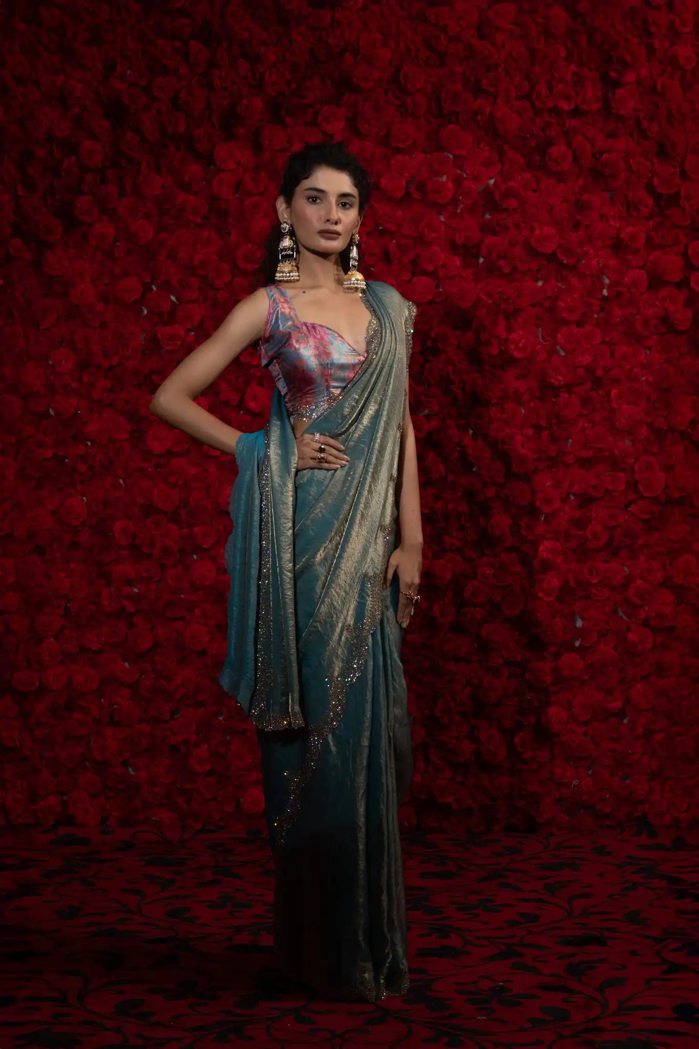 The Mehek Saree Crafted From Premium Satin Silk Offers A Refined Blend Of Softness