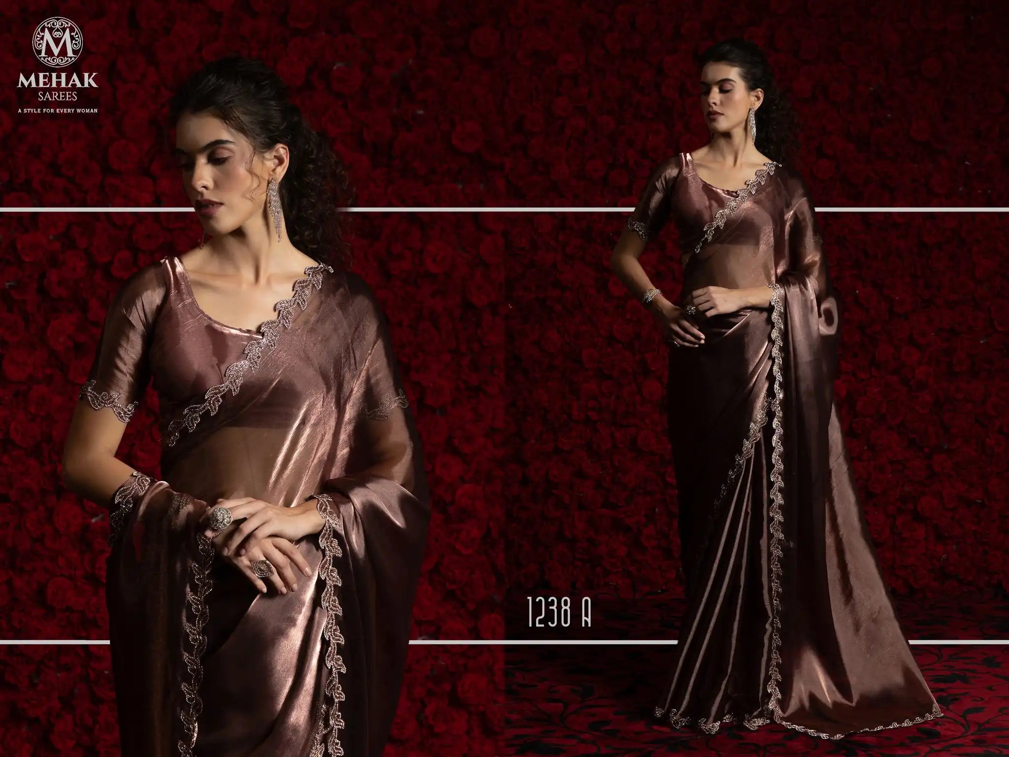 The Mehek Saree Made From Premium Tissue Chiffon Offers A Luxurious Feel with Smooth Texture