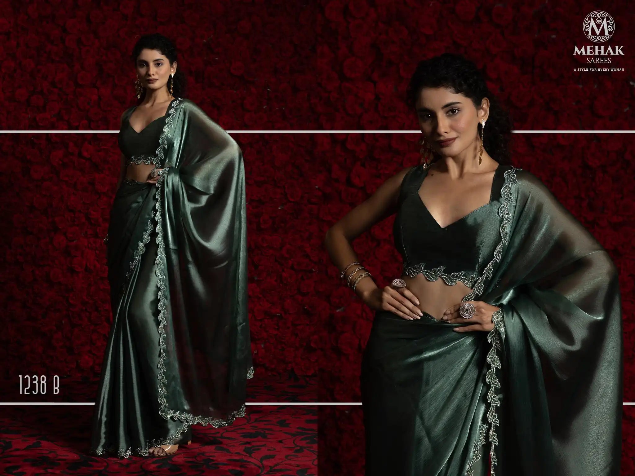 The Mehek Saree Made From Premium Tissue Chiffon Offers A Luxurious Feel with Smooth Texture