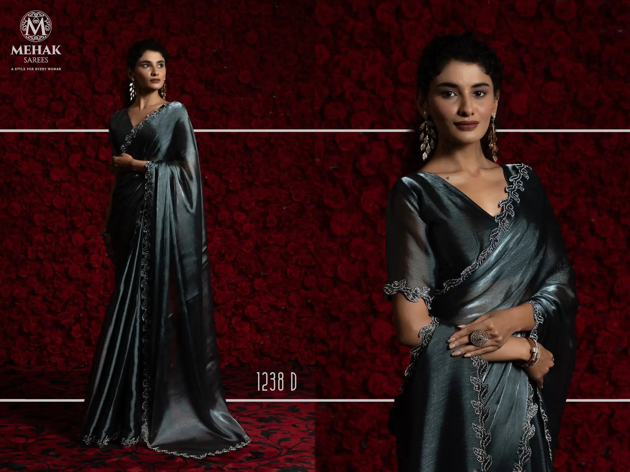 The Mehek Saree Made From Premium Tissue Chiffon Offers A Luxurious Feel with Smooth Texture
