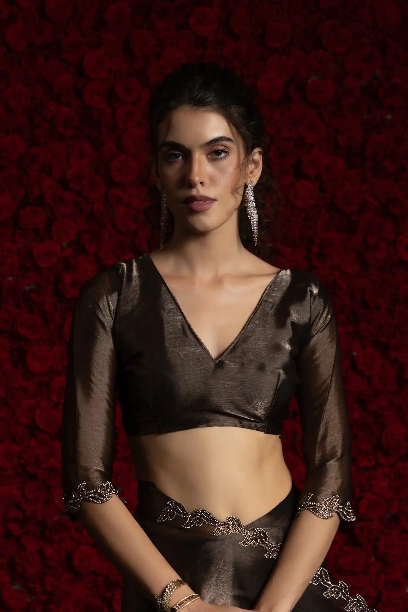 The Mehek Saree Made From Premium Tissue Chiffon Offers A Luxurious Feel with Smooth Texture