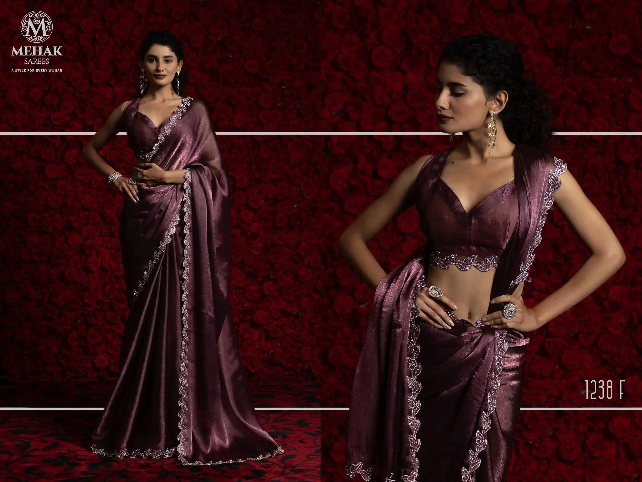 The Mehek Saree Made From Premium Tissue Chiffon Offers A Luxurious Feel with Smooth Texture