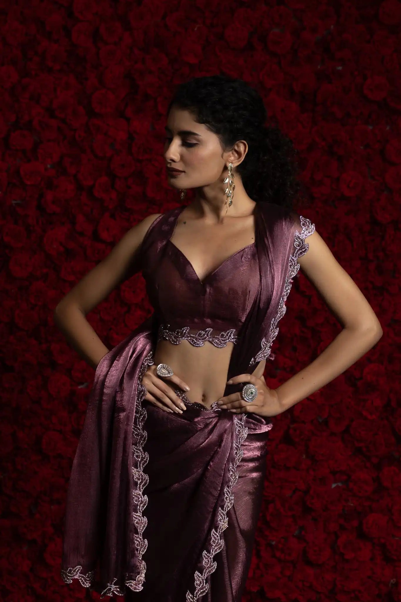 The Mehek Saree Made From Premium Tissue Chiffon Offers A Luxurious Feel with Smooth Texture