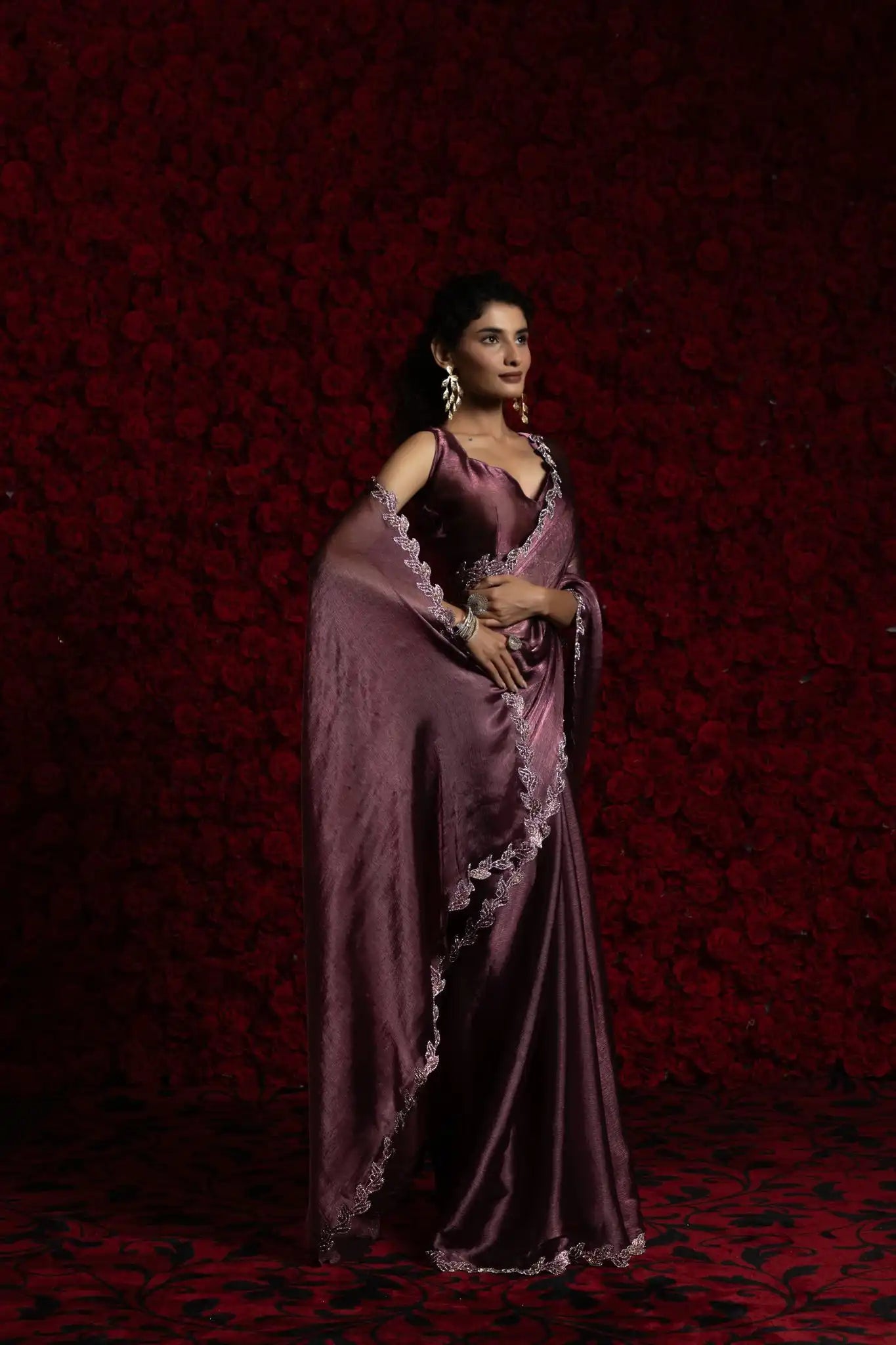 The Mehek Saree Made From Premium Tissue Chiffon Offers A Luxurious Feel with Smooth Texture