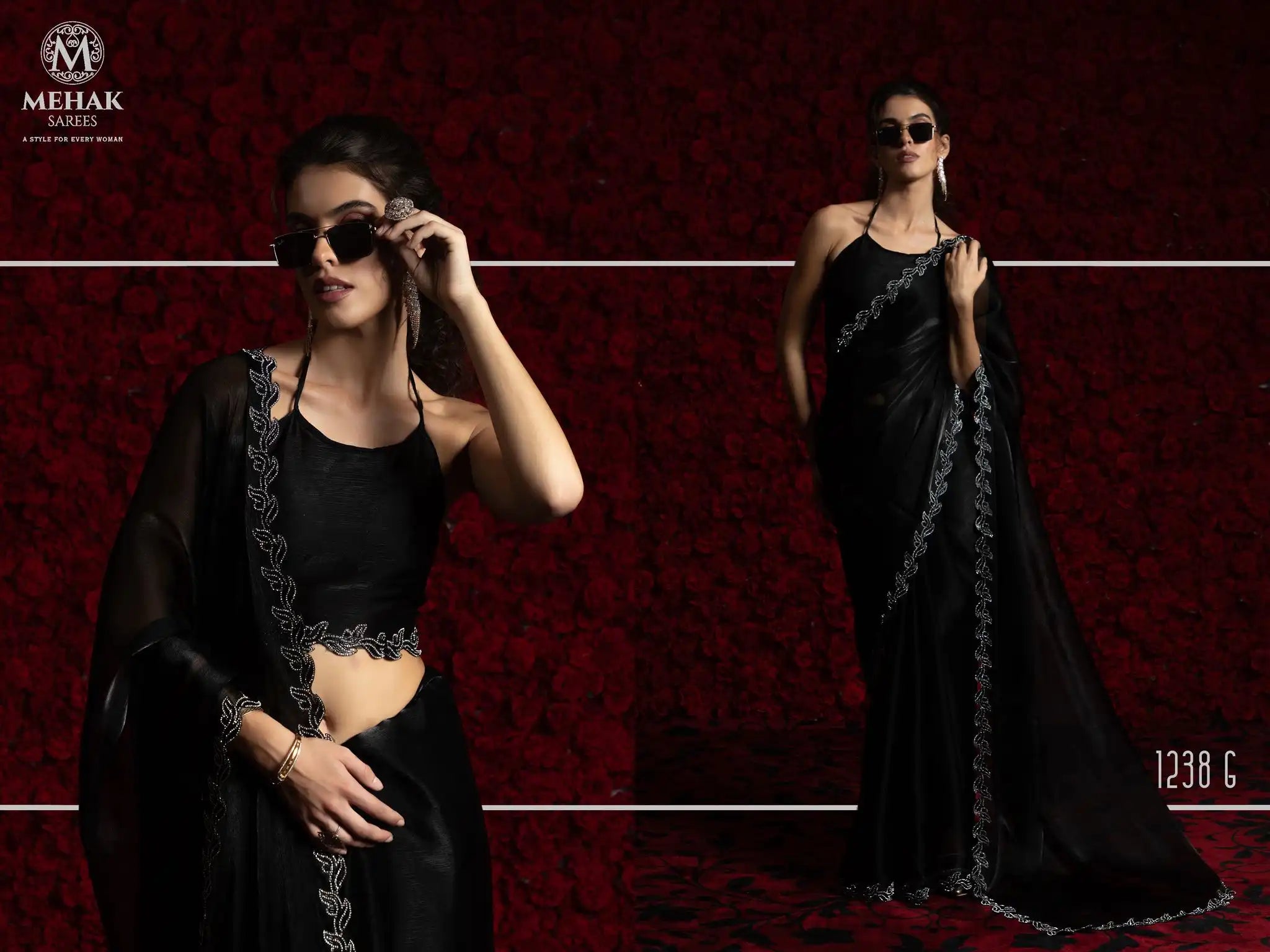 The Mehek Saree Made From Premium Tissue Chiffon Offers A Luxurious Feel with Smooth Texture
