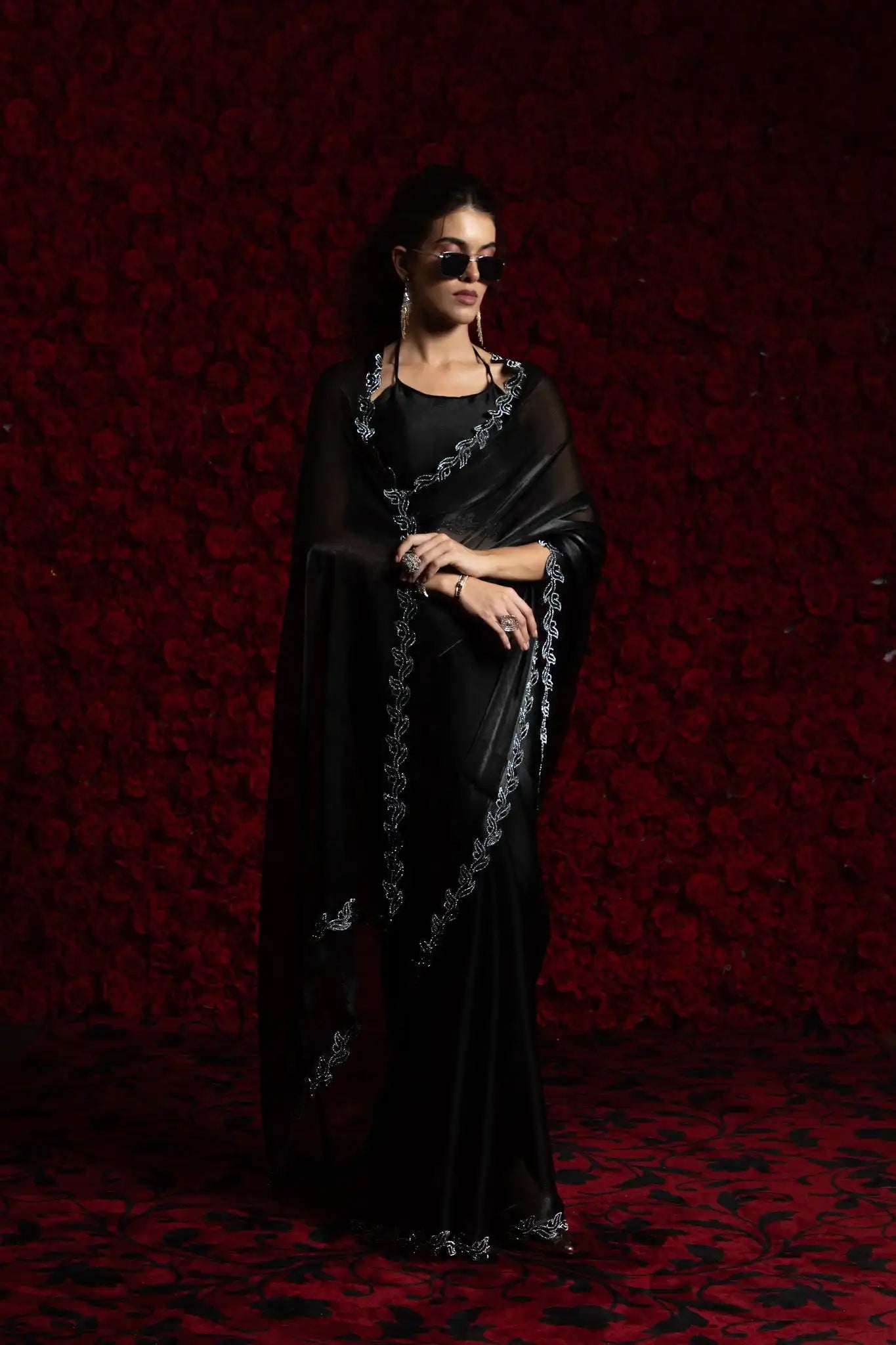 The Mehek Saree Made From Premium Tissue Chiffon Offers A Luxurious Feel with Smooth Texture