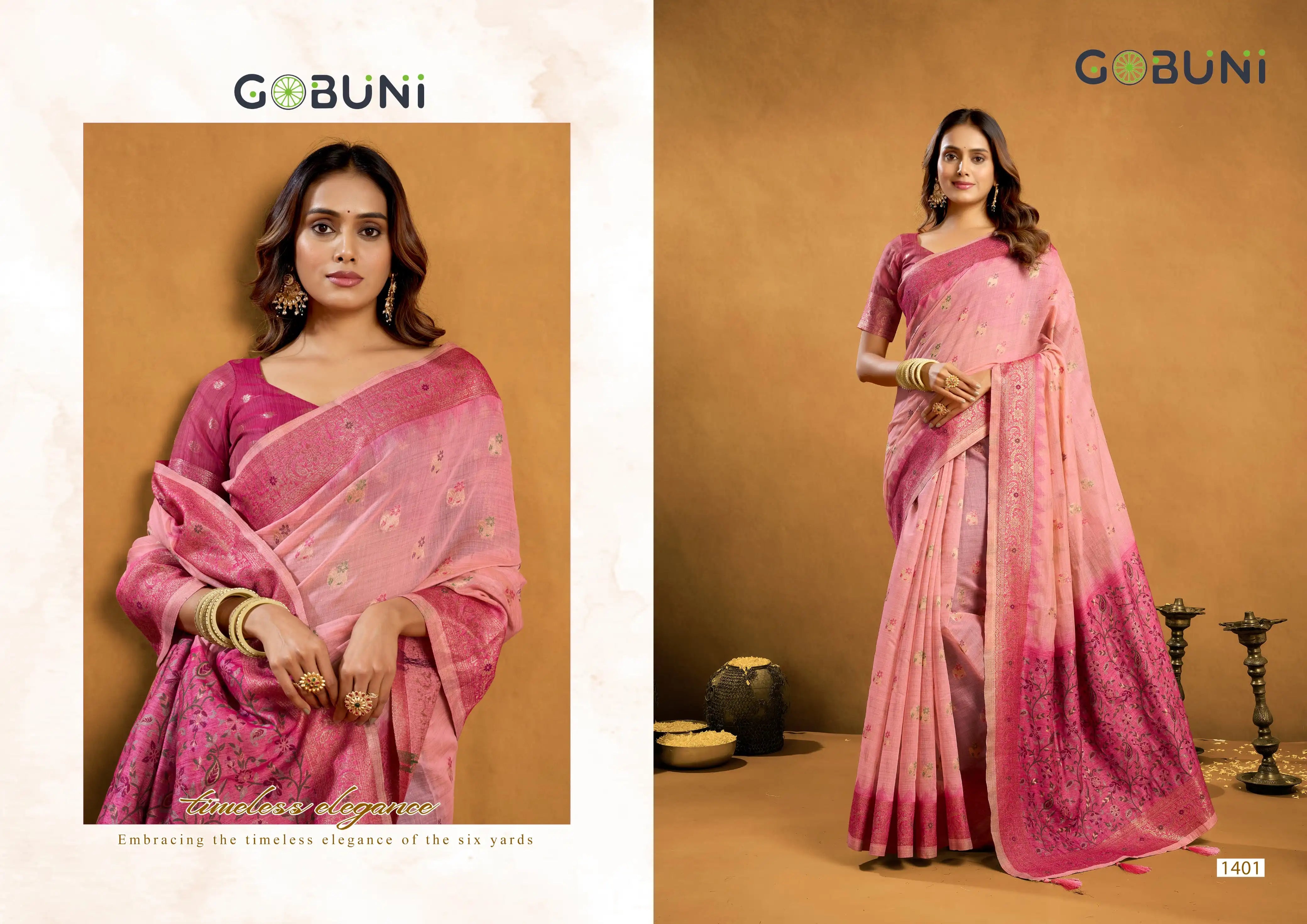 GOBUNI Sarees Are Crafted From Premium Spun Cotton Offering A Soft And Breathable Fabric