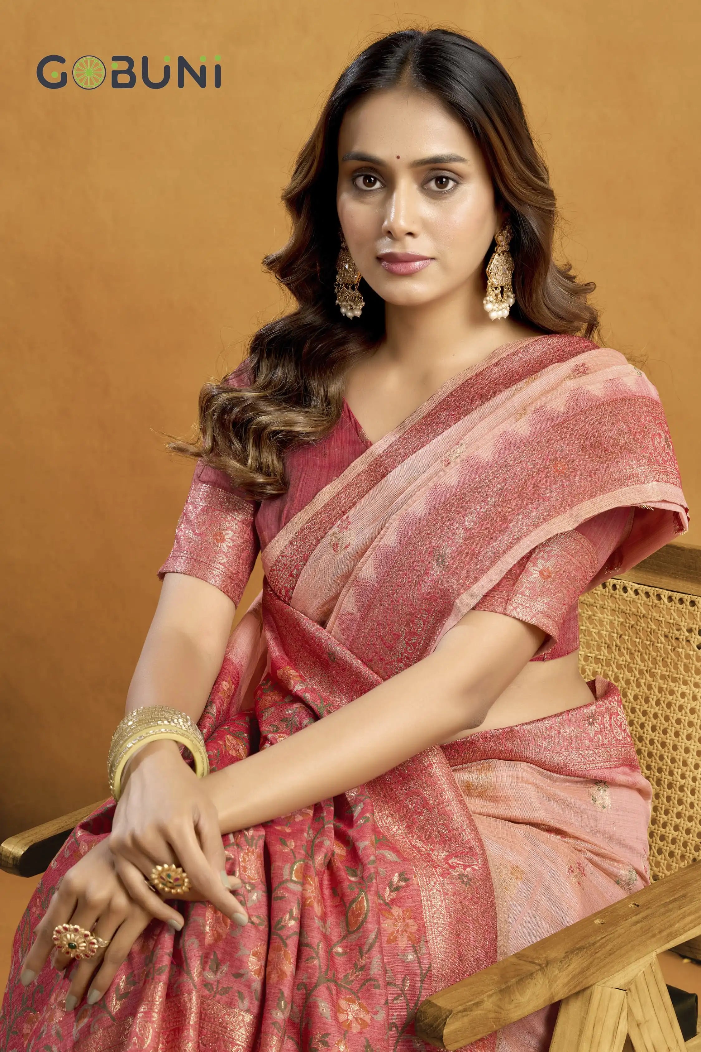 GOBUNI Sarees Are Crafted From Premium Spun Cotton Offering A Soft And Breathable Fabric