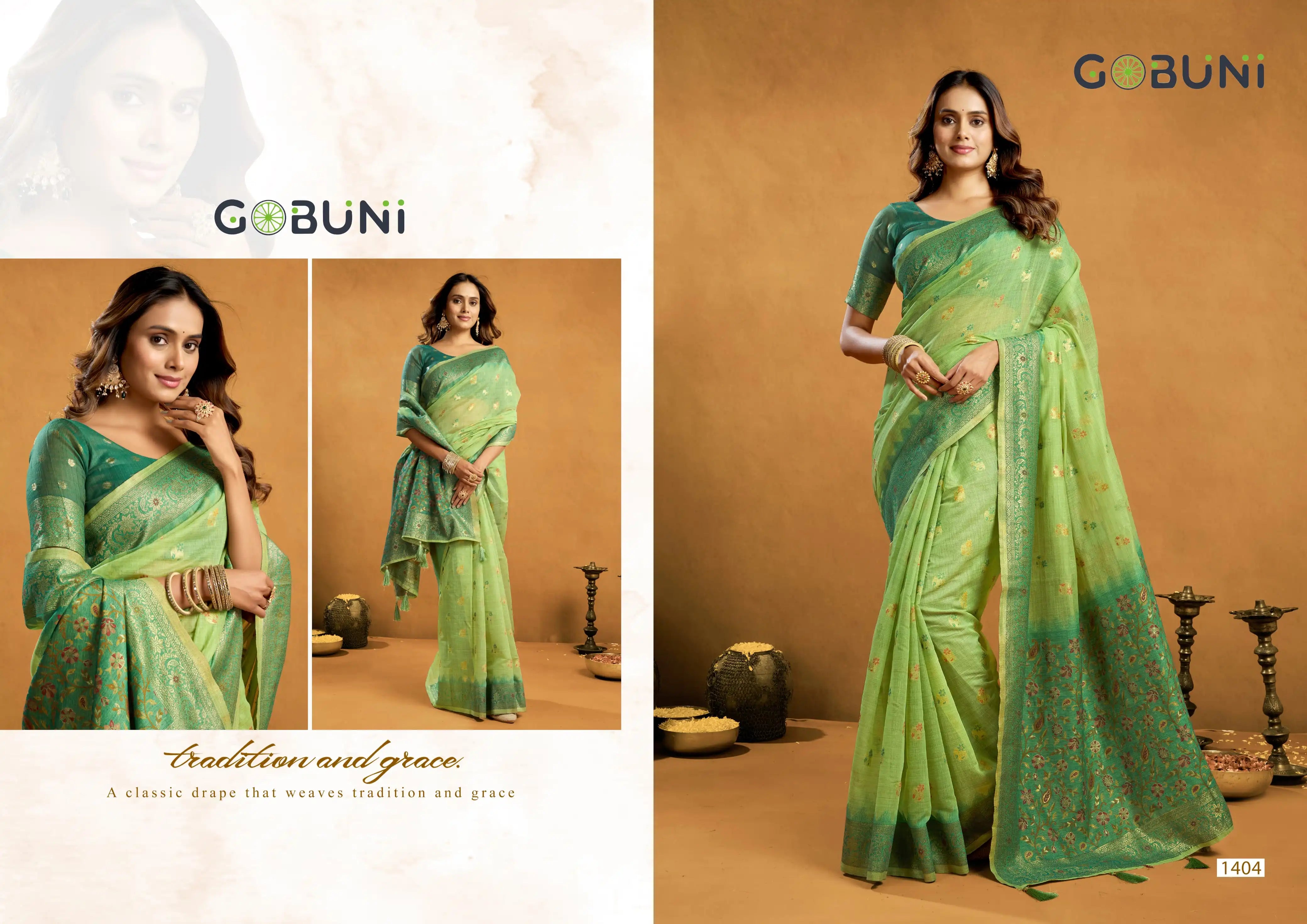 GOBUNI Sarees Are Crafted From Premium Spun Cotton Offering A Soft And Breathable Fabric