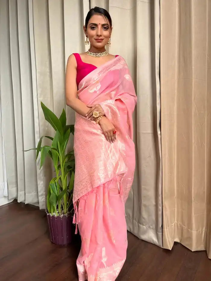 Kasturi Trendz Presents A Soft Lilac Slab Saree That Combines Subtle Charm With An Attractive