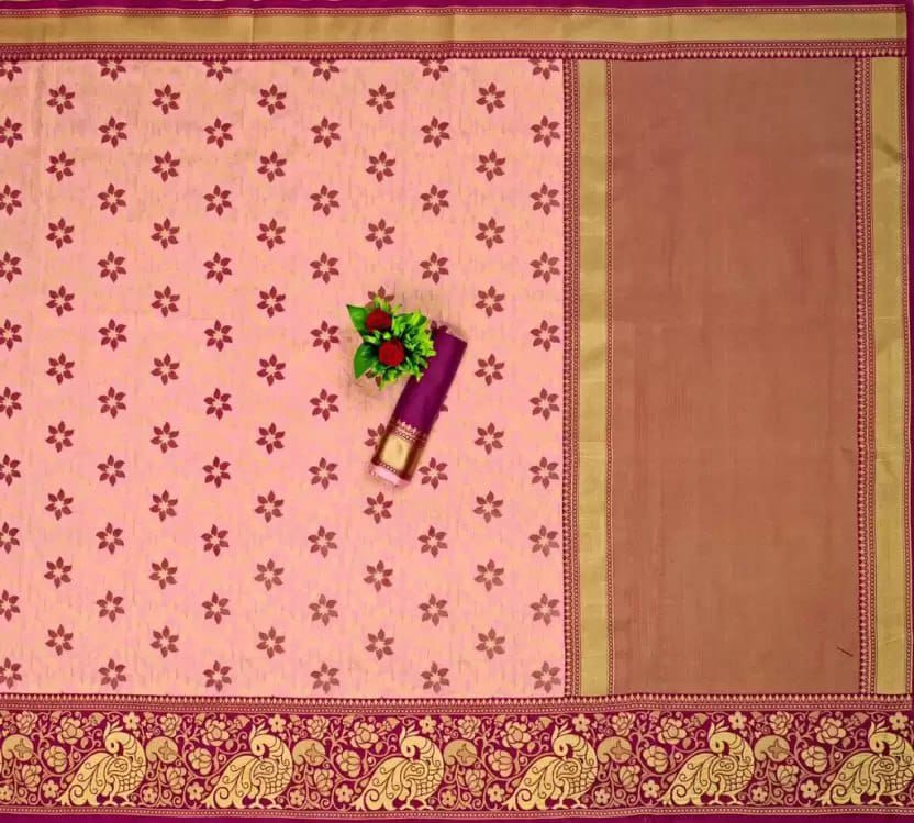 Kasturi Trendz Floral Printed Saree with Peacock Border – Elegant and Traditional