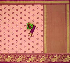 Kasturi Trendz Floral Printed Saree with Peacock Border – Elegant and Traditional