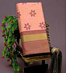 Kasturi Trendz Floral Printed Saree with Peacock Border – Elegant and Traditional