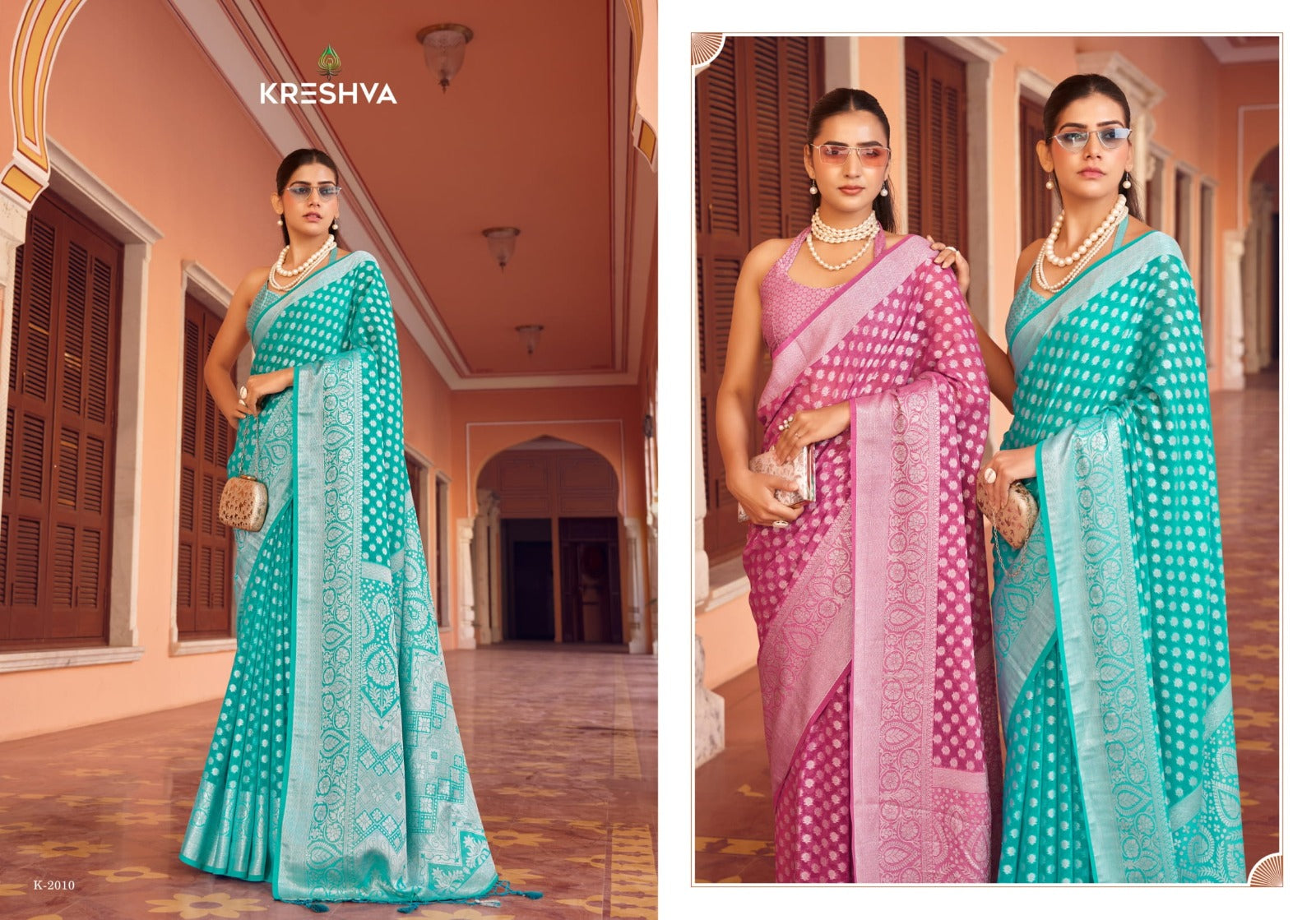 Kreshva Sarees With Two Georgette Fabric With Delicate Buta Border