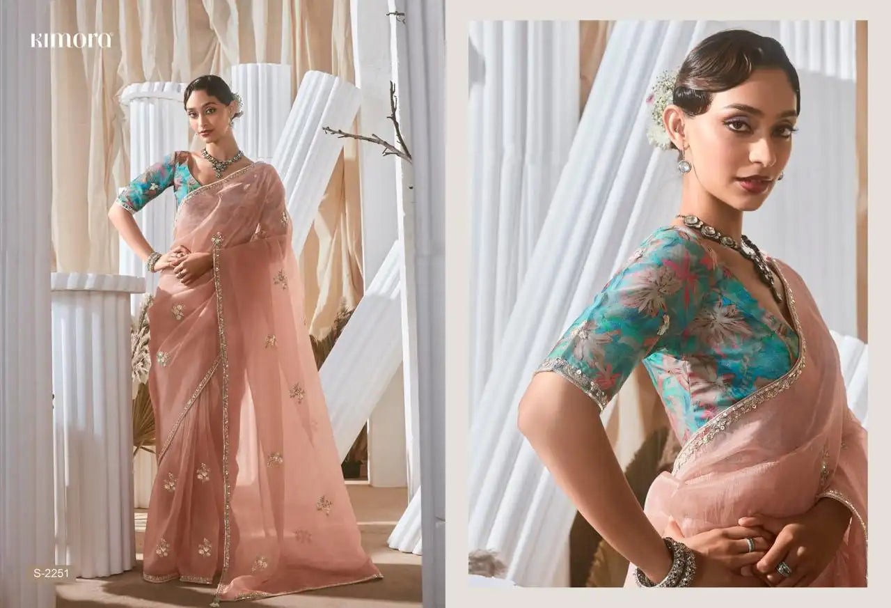 KIMORA Saree Features Luxurious Fancy Fabric Enhanced With Exquisite Designer Lace Work