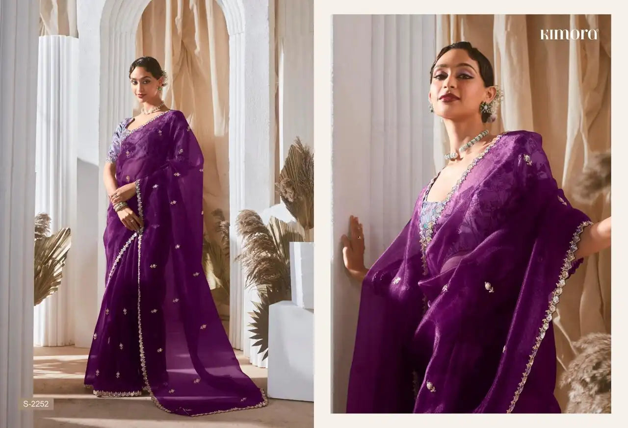 KIMORA Saree Features Luxurious Fancy Fabric Enhanced With Exquisite Designer Lace Work