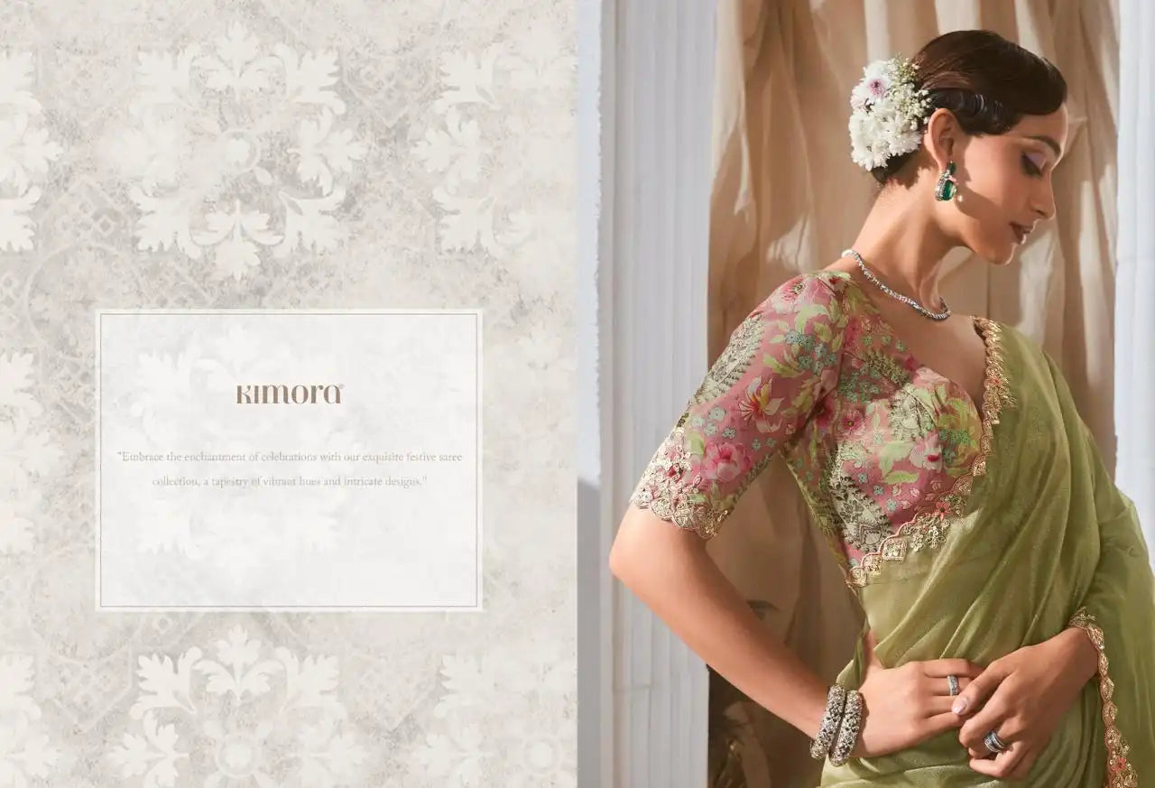KIMORA Saree Features Luxurious Fancy Fabric Enhanced With Exquisite Designer Lace Work