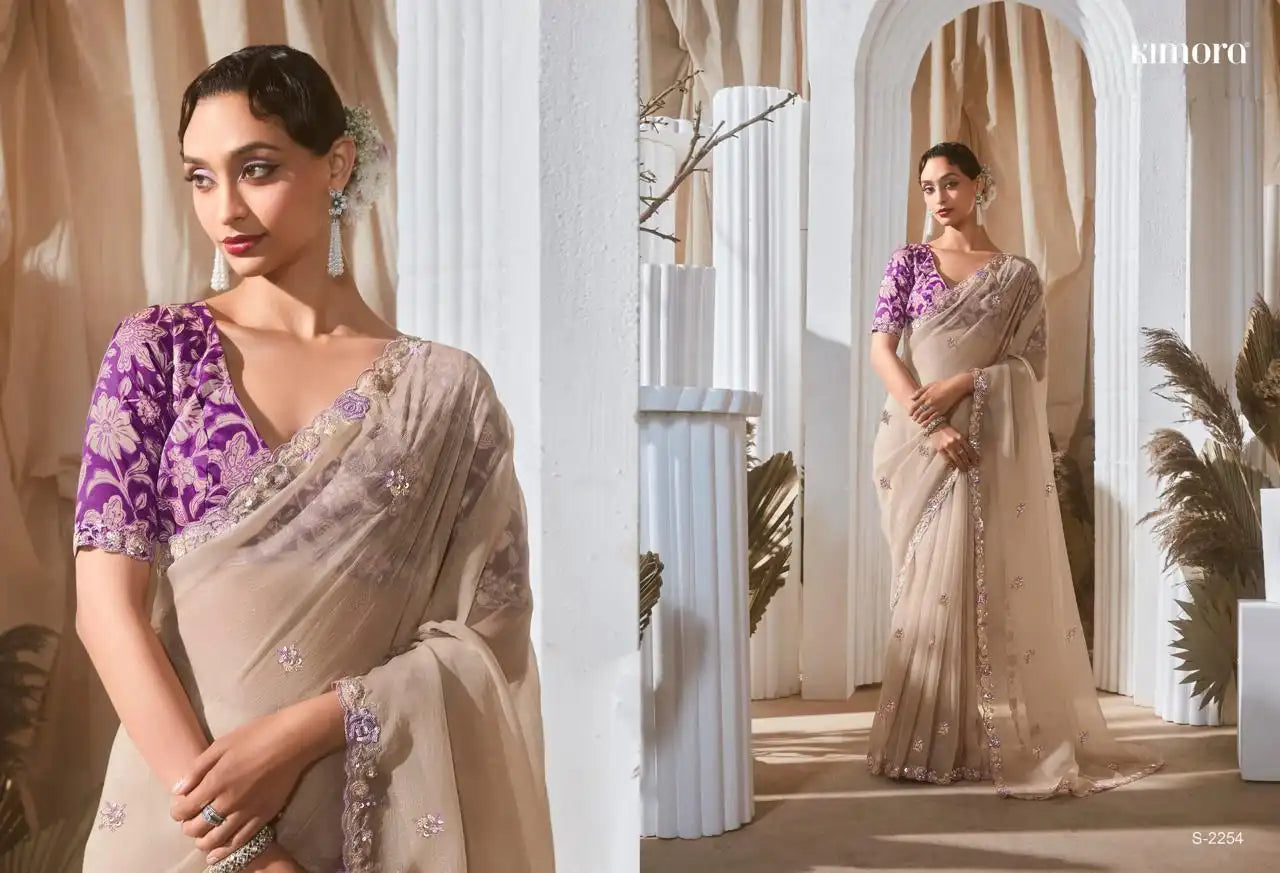 KIMORA Saree Features Luxurious Fancy Fabric Enhanced With Exquisite Designer Lace Work
